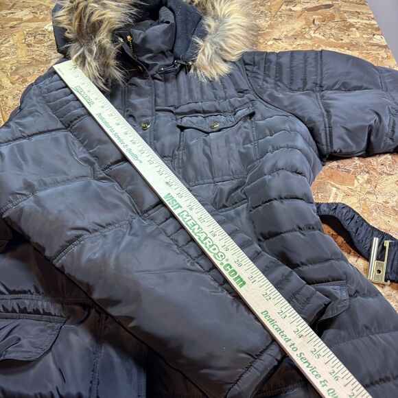 Rocawear Classic Black Long Puffer Coat women's 2X Winter Parka Faux Fur Hooded - Picture 13 of 16